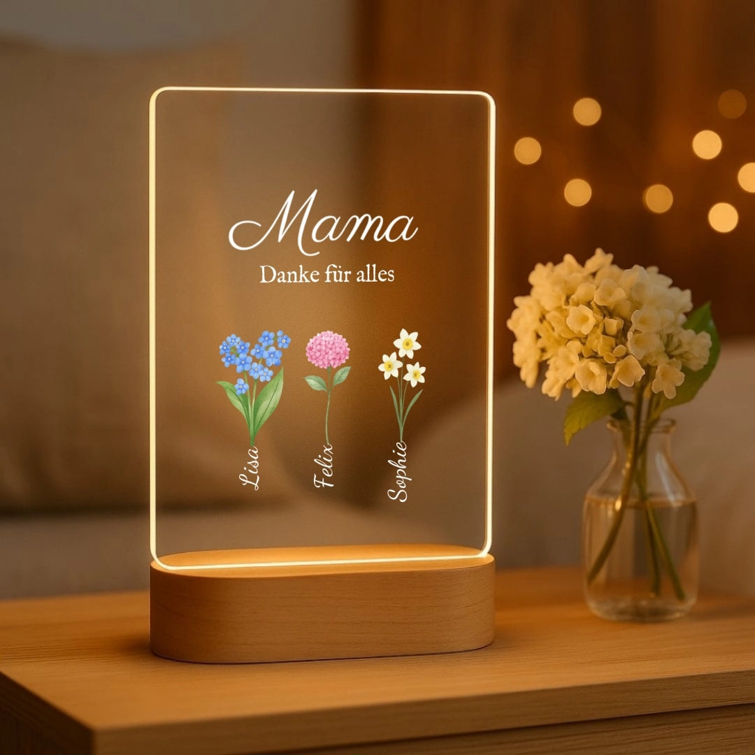 Best Mom - Personalized Night Light with LED Wooden Base (14x20)