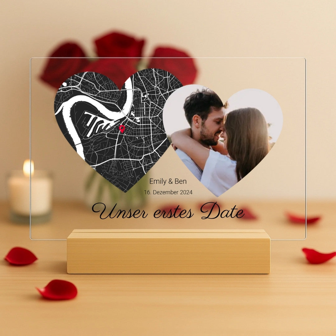 Unser erstes Date - Personalisierte Acryltafel (30x20)