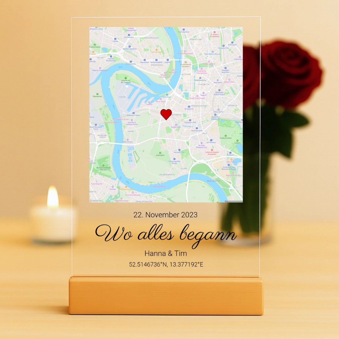 Wo alles begann – Personalisierte Acryltafel mit Wunsch-Ort (20x30)