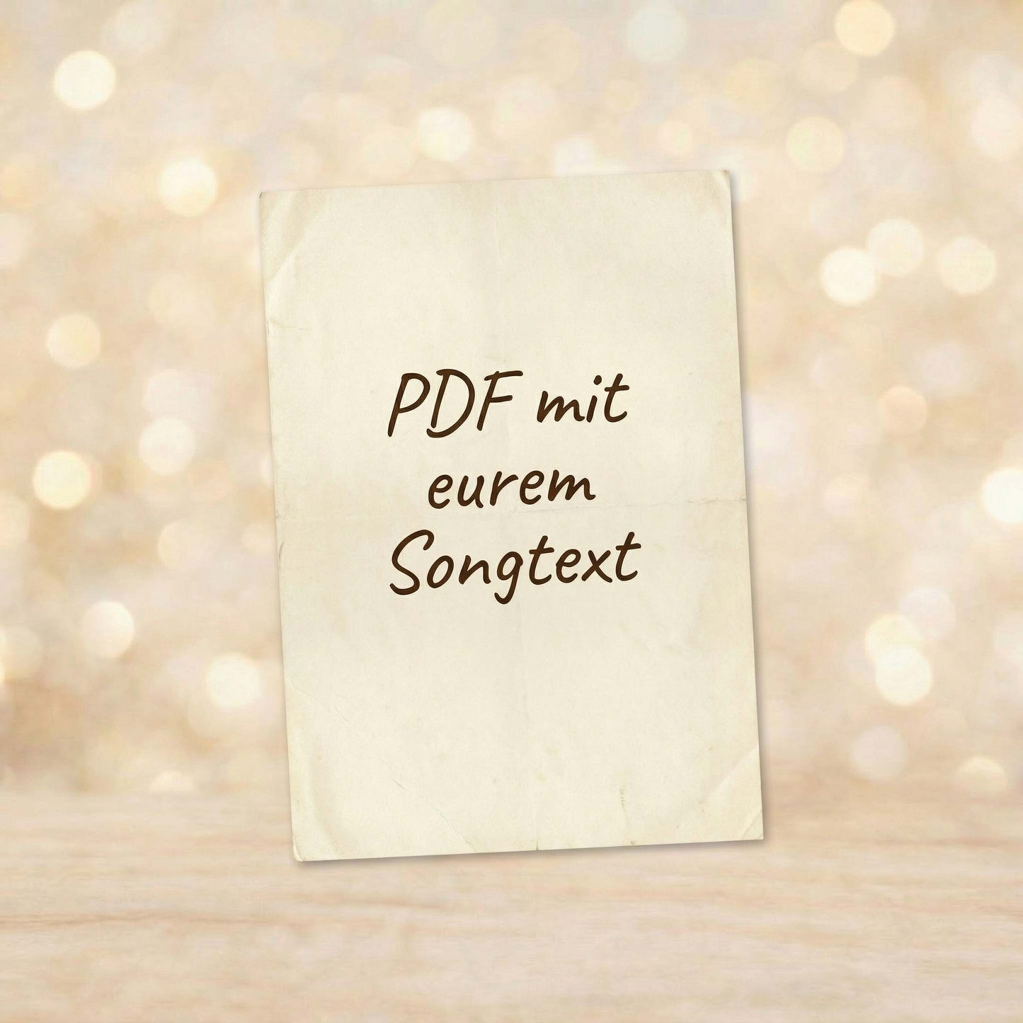 PDF containing the lyrics to your personalized song