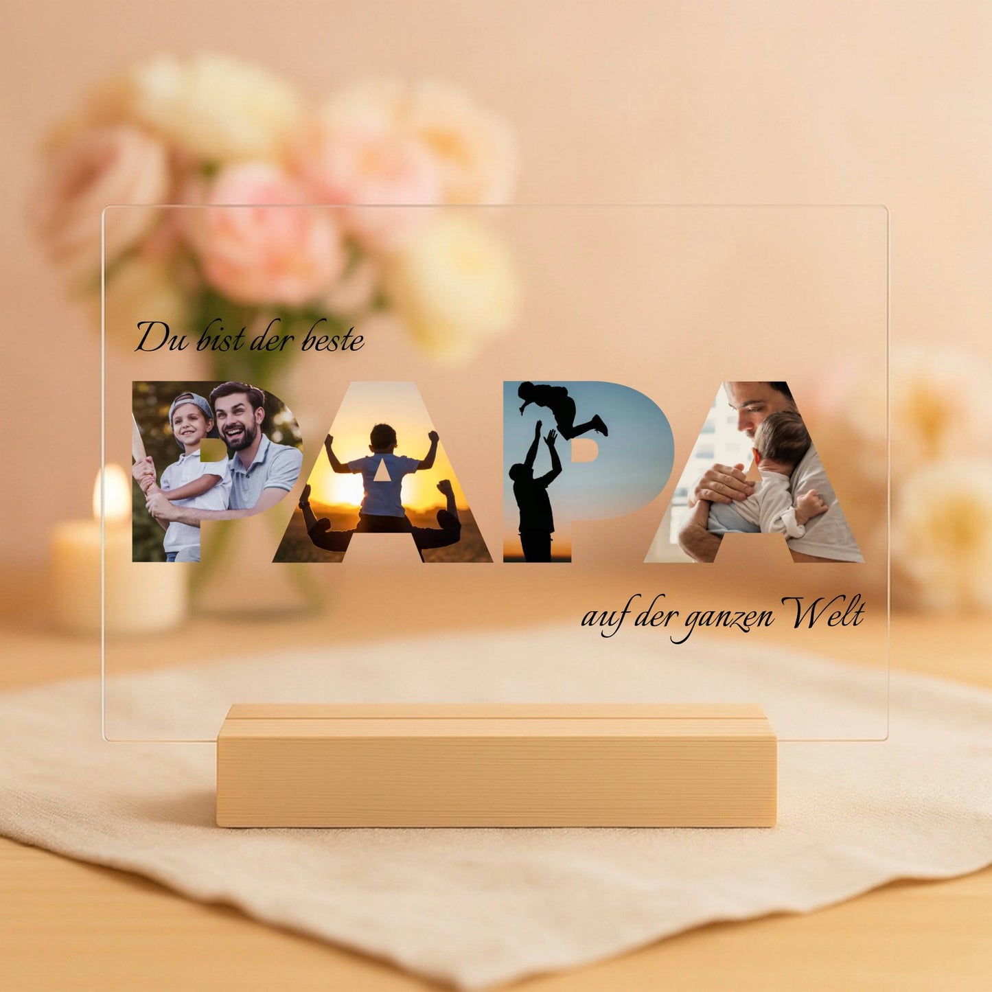 Bester Papa - Personalisierte Acryltafel Querformat (30x20)