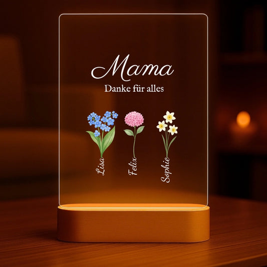 Meilleure maman - Veilleuse personnalisée avec base en bois à LED (14 x 20)