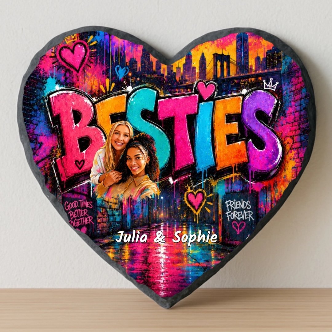 Graffiti Besties - Personalisiertes Schieferherz (20x20)