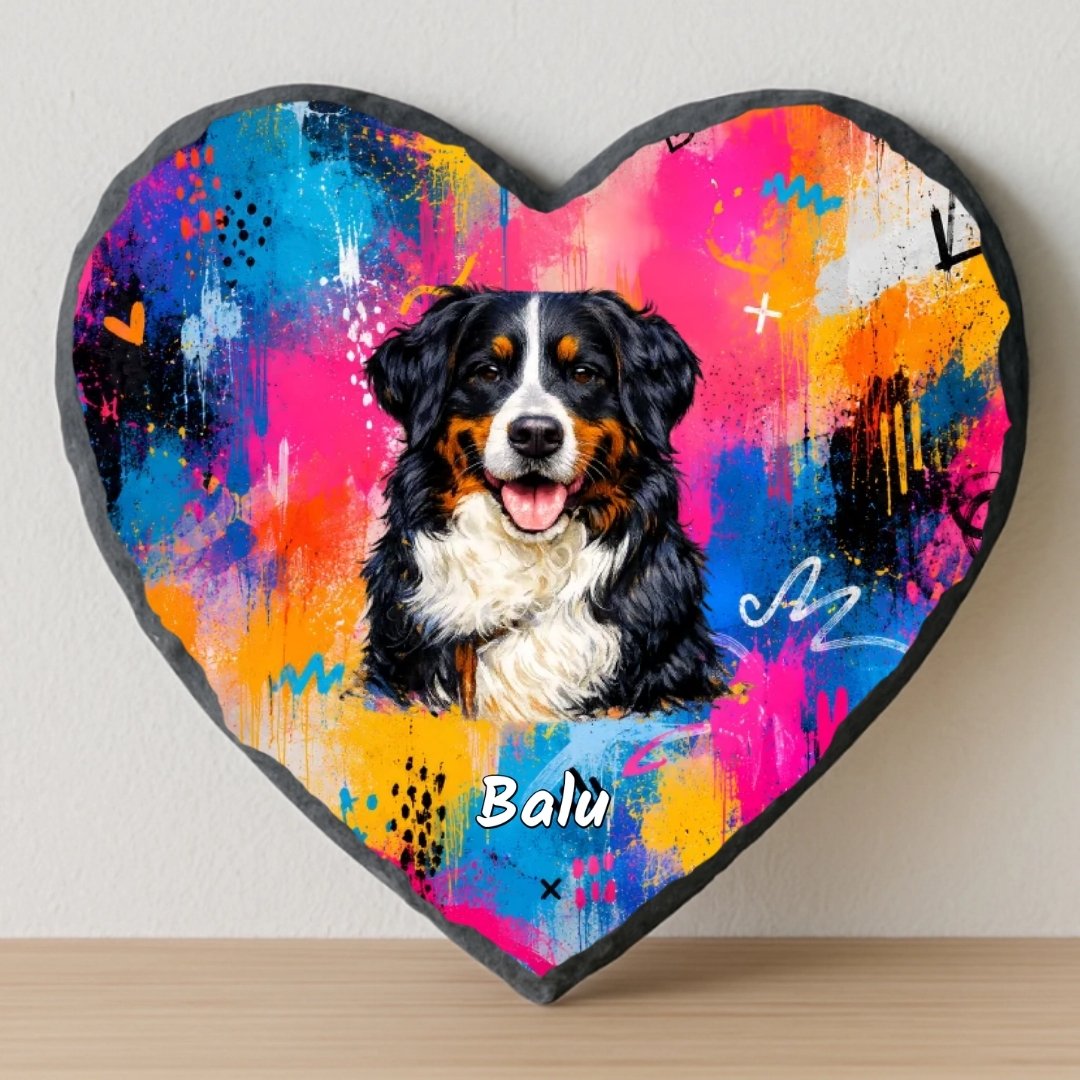 Graffiti Fellnase - Personalisiertes Schieferherz (20x20)