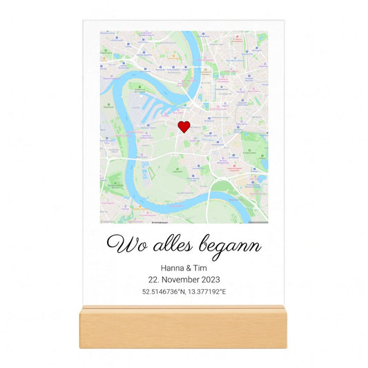 Wo alles begann – Personalisierte Acryltafel mit Wunsch-Ort (20x30)