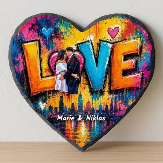 Graffiti Love - Personalisiertes Schieferherz (20x20)