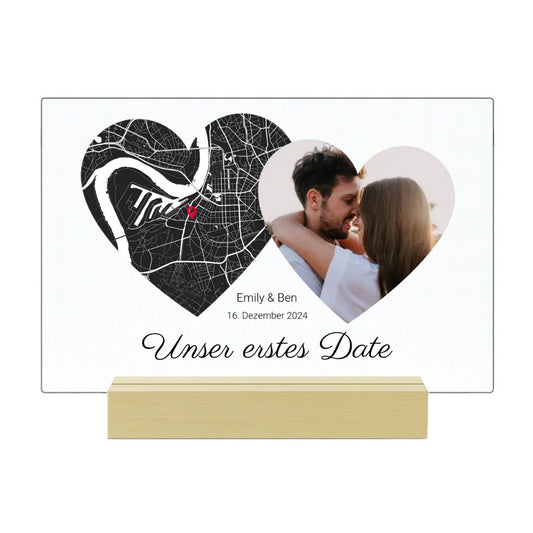 Unser erstes Date - Personalisierte Acryltafel (30x20)