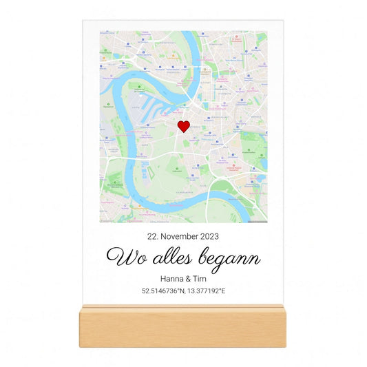 Wo alles begann – Personalisierte Acryltafel mit Wunsch-Ort (20x30)