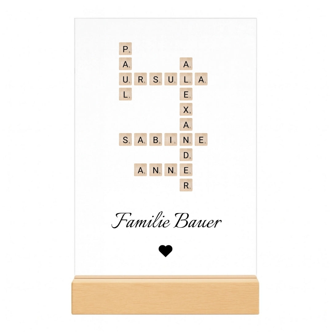 Scrabble Familienmitglieder - Personalisierte Acryltafel (20x30)