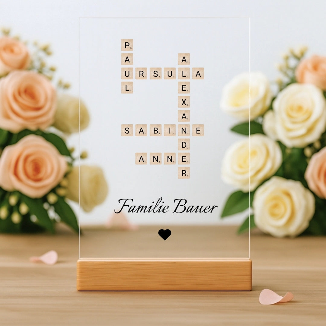 Scrabble Familienmitglieder - Personalisierte Acryltafel (20x30)